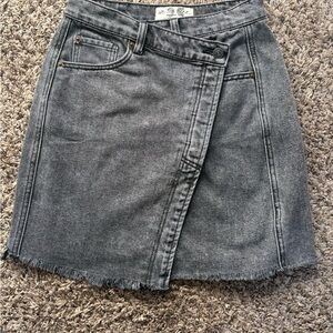 We The Free Charcoal Wrap Mini Skirt